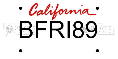 BFRI89 California License Plate