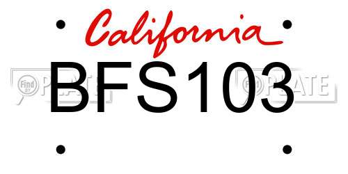 BFS103 California License Plate