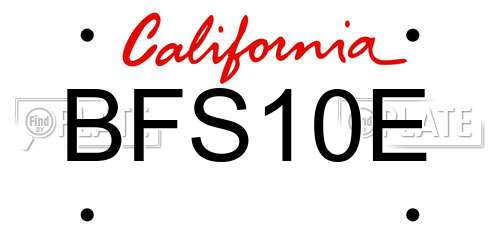 BFS10E California License Plate