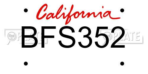BFS352 California License Plate