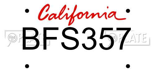 BFS357 California License Plate