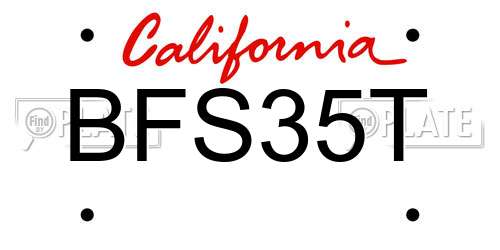 BFS35T California License Plate