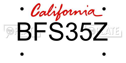BFS35Z California License Plate