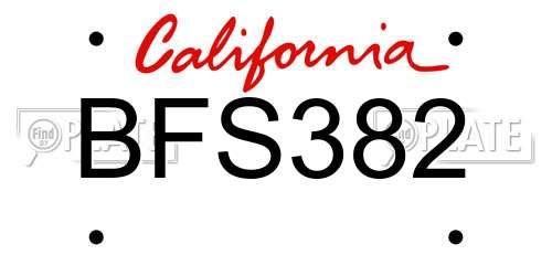 BFS382 California License Plate