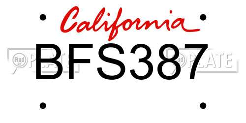 BFS387 California License Plate