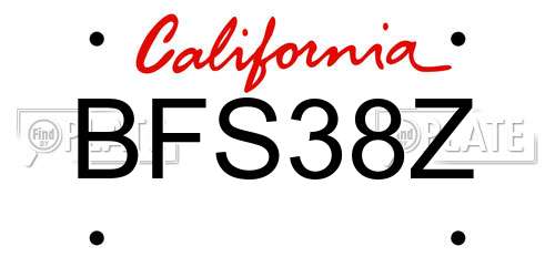 BFS38Z California License Plate