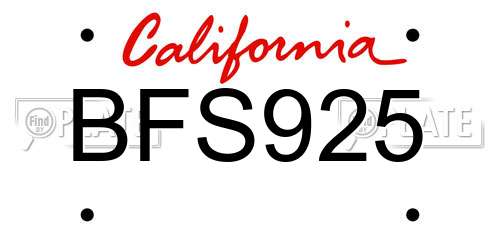 BFS925 California License Plate