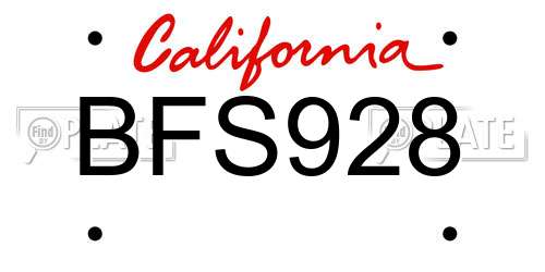 BFS928 California License Plate
