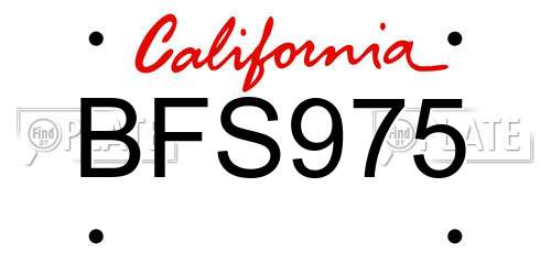 BFS975 California License Plate