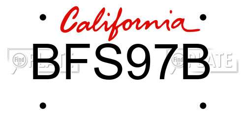 BFS97B California License Plate