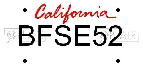 BFSE52 California License Plate