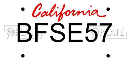 BFSE57 California License Plate
