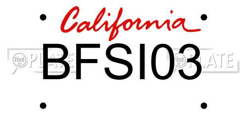 BFSI03 California License Plate