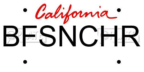 BFSNCHR California License Plate