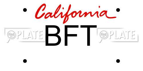 BFT California License Plate