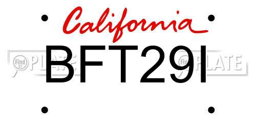 BFT29I California License Plate