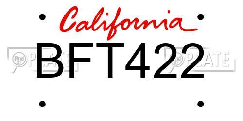 BFT422 California License Plate