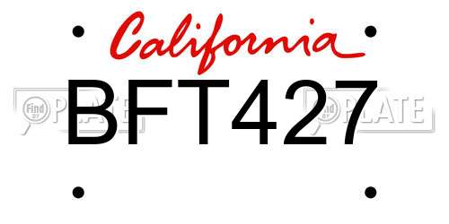 BFT427 California License Plate