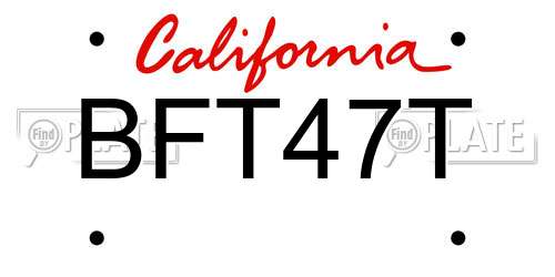 BFT47T California License Plate