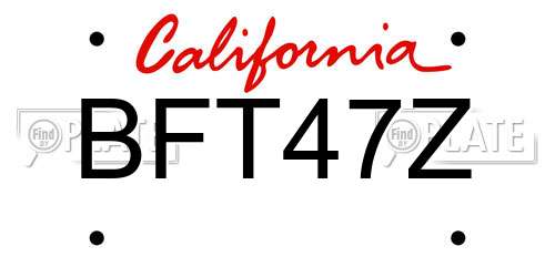 BFT47Z California License Plate
