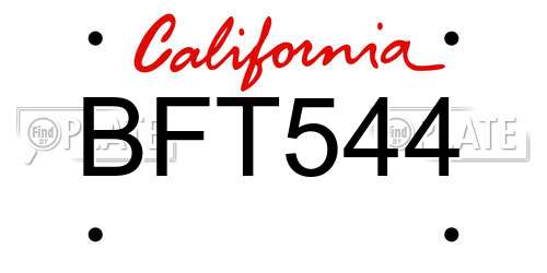 BFT544 California License Plate