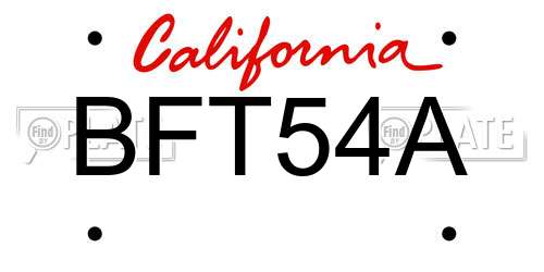 BFT54A California License Plate