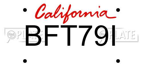 BFT79I California License Plate