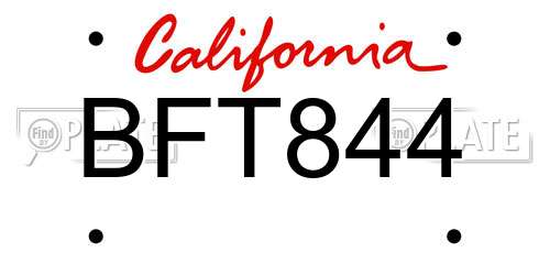 BFT844 California License Plate
