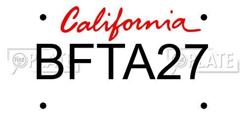 BFTA27 California License Plate