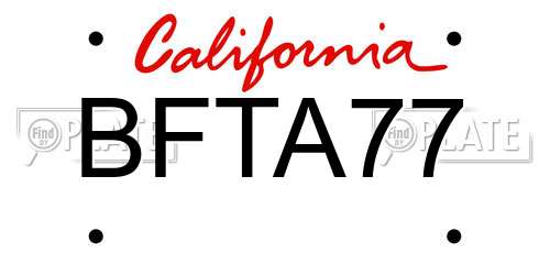 BFTA77 California License Plate