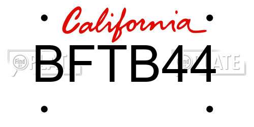 BFTB44 California License Plate