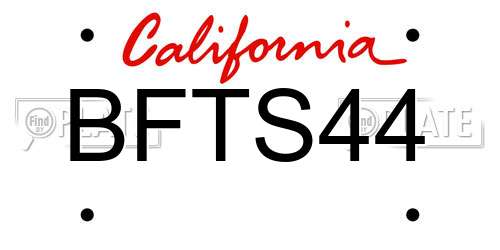 BFTS44 California License Plate