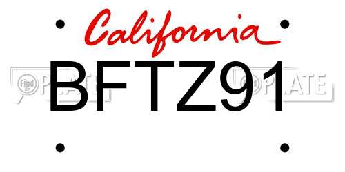 BFTZ91 California License Plate