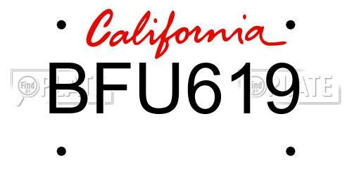 BFU619 California License Plate