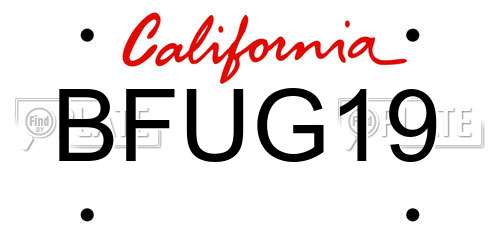 BFUG19 California License Plate