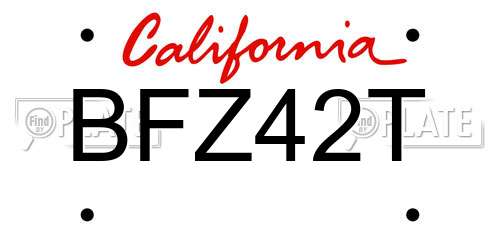BFZ42T California License Plate