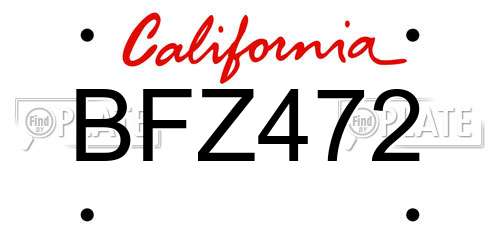 BFZ472 California License Plate