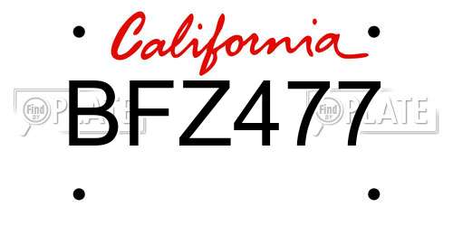 BFZ477 California License Plate