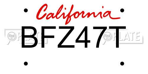 BFZ47T California License Plate