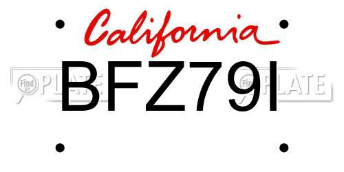 BFZ79I California License Plate