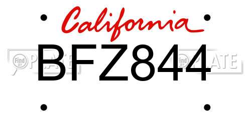 BFZ844 California License Plate