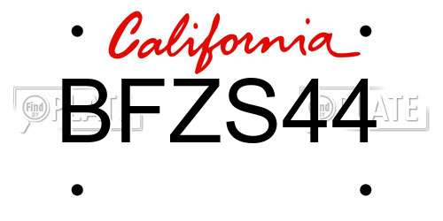 BFZS44 California License Plate