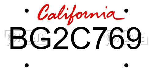 BG2C769 California License Plate