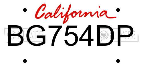 BG754DP California License Plate
