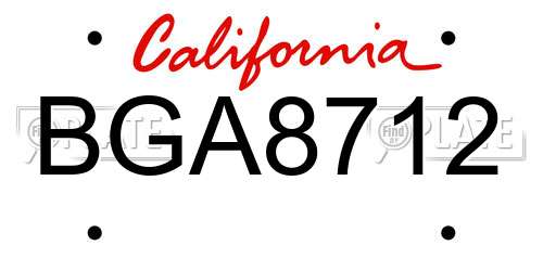 BGA8712 California License Plate