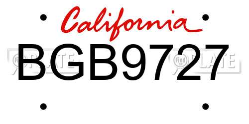 BGB9727 California License Plate