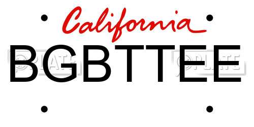 BGBTTEE California License Plate
