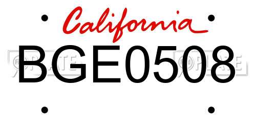 BGE0508 California License Plate