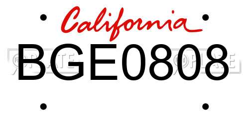BGE0808 California License Plate