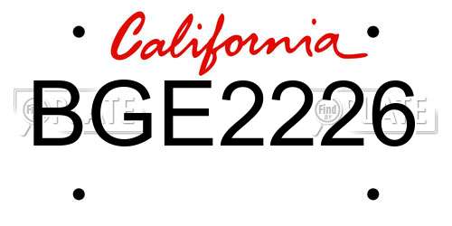 BGE2226 California License Plate